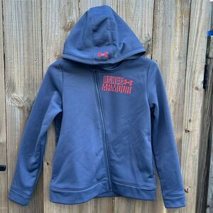 NWT Under Armour Girls' Gray Full Zip Hoodie Size L Water-Resistant